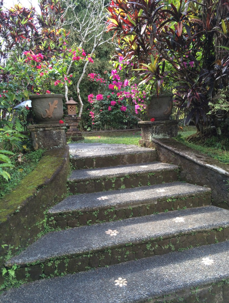 beautiful flowery walkway in bali